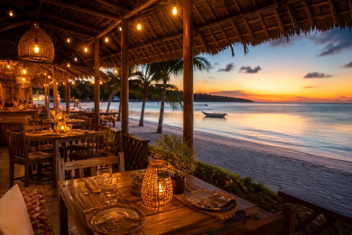Esplanada do restaurante à beira-mar em Pemba